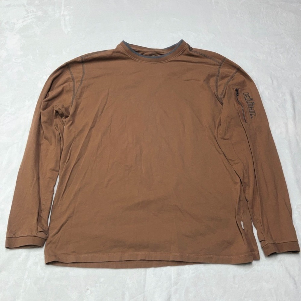 Kuhl T-Shirt‎ Men's XL Brown Kommando Crew Wildfibre Long Sleeve Pullover